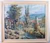 S.Z. Roque French Village Landscape Oil on Canvas