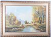 O. Schmidt River Landscape Oil On Canvas