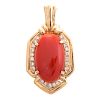 A Lady's Coral & Diamond Pendant in 14K Gold