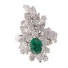 A Lady's Platinum Emerald & Diamond Ring