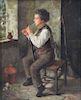 HEMSLEY, William. Oil on Canvas. Boy Playing the
