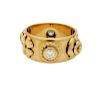 Vintage Chanel Embossed Motif Diamonds Gold Ring Size 6

