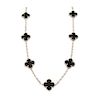 Van Cleef & Arpels 18K White Gold Black Onyx Alhambra Necklace