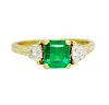 18K Yellow Gold Emerald and Diamonds Ring Size 8.25