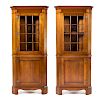 Pair Federal style mahogany corner cabinets