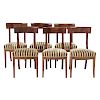 Six French Empire style walnut dining chairs
