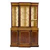 George III style painted/ gilt breakfront bookcase