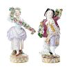 Pair Meissen porcelain flower gatherers