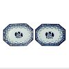 Pair Chinese Export octagonal platters