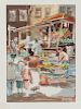 D. Chase Keightley watercolor, titled Market Day