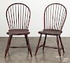 Pair of Pennsylvania bowback Windsor side chairs