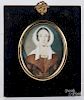 Miniature watercolor on ivory portrait of a woman