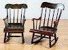 Two painted childs rocking chairs