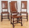 Four Jacobean style dining chairs.