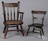 Painted child's Windsor armchair, etc.