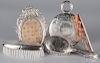 Four-piece sterling silver mounted dresser set