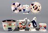 Seven pieces of Gaudy Welsh porcelain