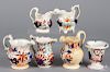 Six pieces of Gaudy Welsh porcelain