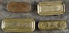 Four Dutch brass and copper snuff boxes