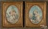 Pair of color lithographs of a boy and girl