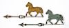 Two swell bodied horse weathervanes