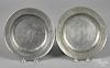 Pair of Massachusetts pewter deep dishes