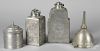 Two Continental pewter wine carriers