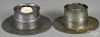 Two large pewter inkwells