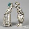 Pair of German silver Dutch boy and girl shakers