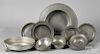 Group of pewter basins and serving dishes