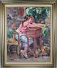 Signed, 20th C. Impressionist Girl in Garden