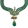 Contemporary Emerald & Diamond Peacock Necklace