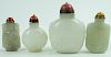 4 Chinese Carved Jade Cabochon Top Snuff Bottles