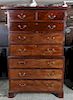 A George III Mahogany Chest on Chest, Height 70 x width 42 x depth 20 3/4 inches.