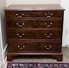 A George III Mahogany Chest of Drawers, Height 36 1/4 x width 37 1/2 x depth 20 1/2 inches.