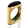 14K Gold, Jade and Onyx Ring