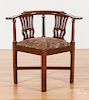 Chippendale walnut corner chair