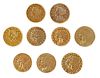 Nine United States $2.50 Gold Coins