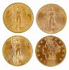 Four United States $20 Gold Coins