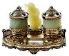Chinese Gilt Metal and Hardstone Condiment Set