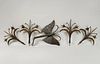 Wrought Iron Moth Sculpture, Floral Finials