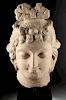 Monumental Gandharan Stucco Head of Bodhisattva