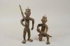 Two Vintage African Benin Bronze Soldiers