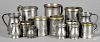 Collection of English pewter measures