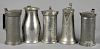 Four Continental pewter measures