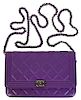 Purple CHANEL 'Le Boy' Leather Wallet on Chain
