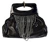 Black Leather CHANEL Chain Handbag
