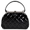 CHANEL Shiny Black Patent Quilted Leather Handbag