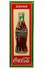 COCA-COLA EMBOSSED TIN "CHRISTMAS BOTTLE" ADVERTISING SIGN