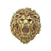 Large 14k Gold Ruby Lion Head Pendant  Brooch